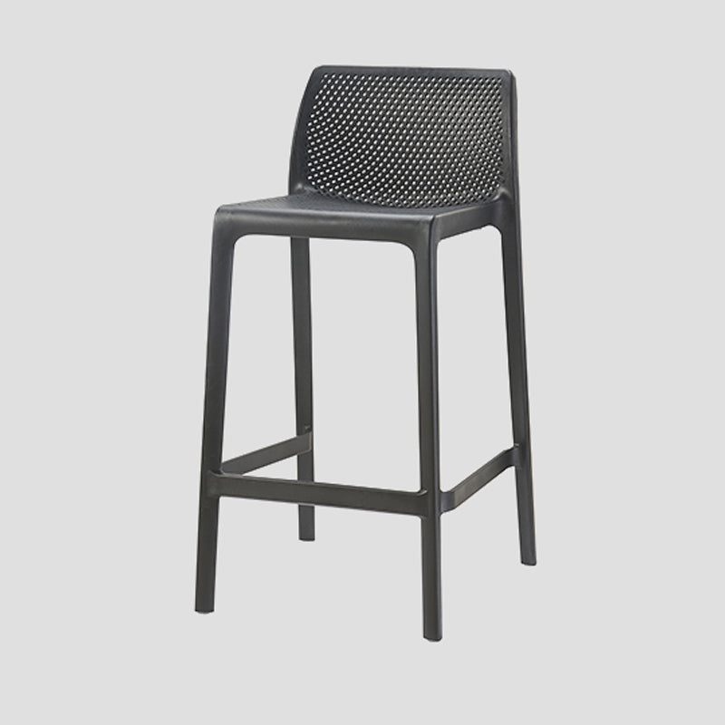 Contemporary Low Back Indoor Plastic Armless Bar Stool with Footrest