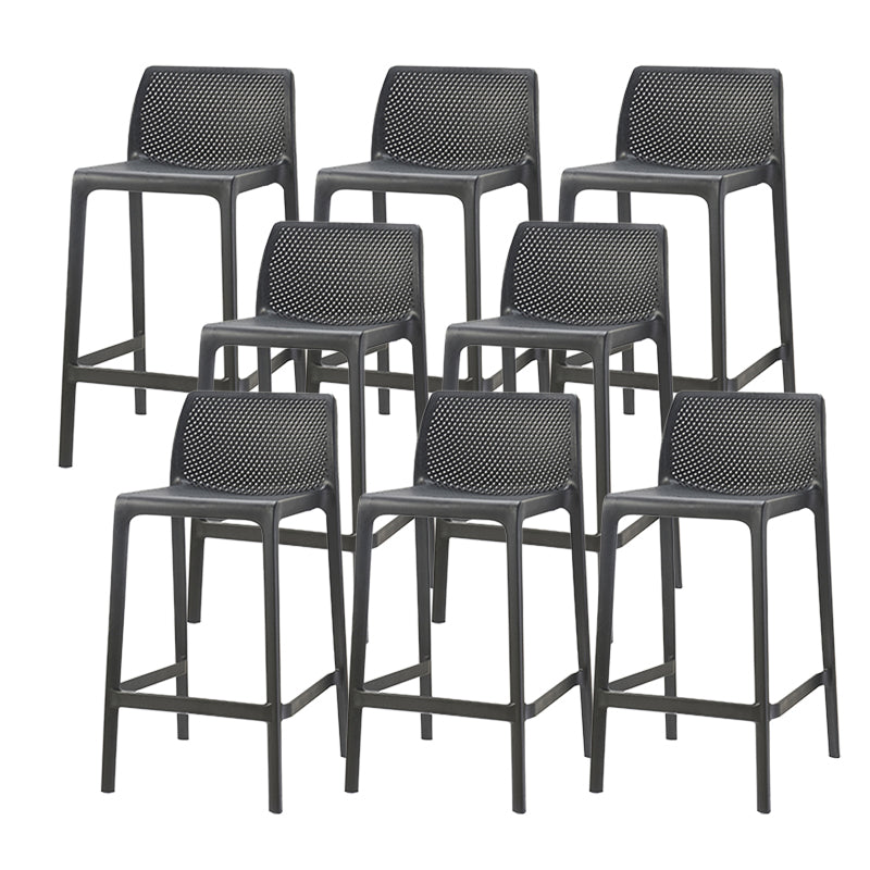 Contemporary Low Back Indoor Plastic Armless Bar Stool with Footrest