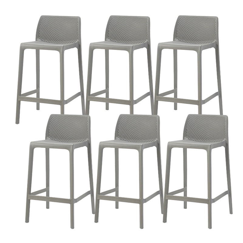 Contemporary Low Back Indoor Plastic Armless Bar Stool with Footrest