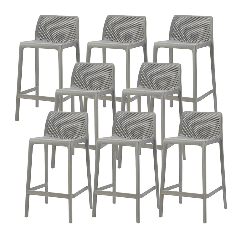 Contemporary Low Back Indoor Plastic Armless Bar Stool with Footrest