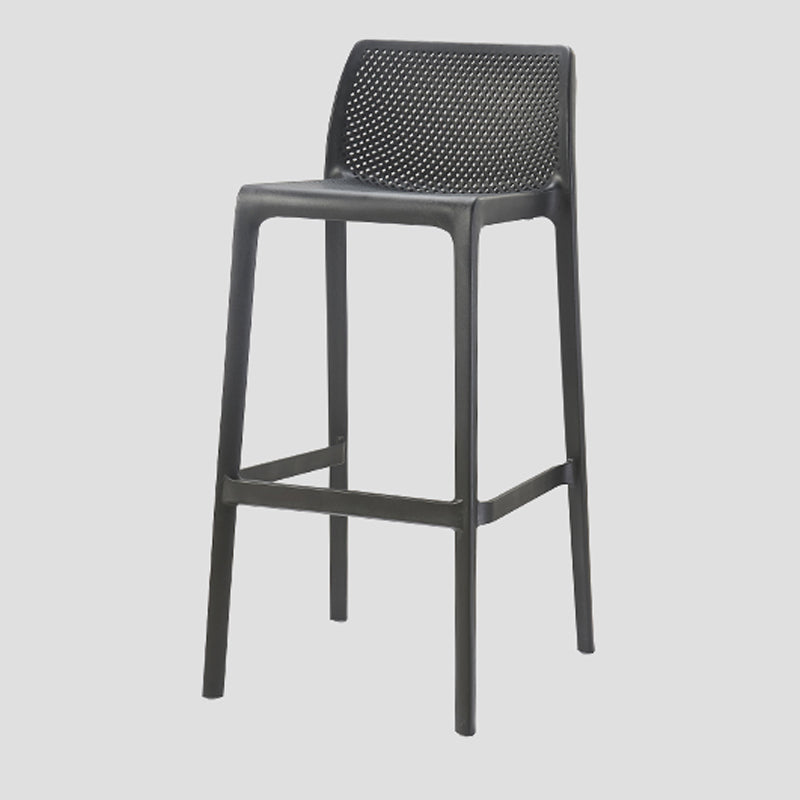 Contemporary Low Back Indoor Plastic Armless Bar Stool with Footrest
