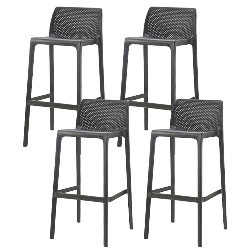 Contemporary Low Back Indoor Plastic Armless Bar Stool with Footrest