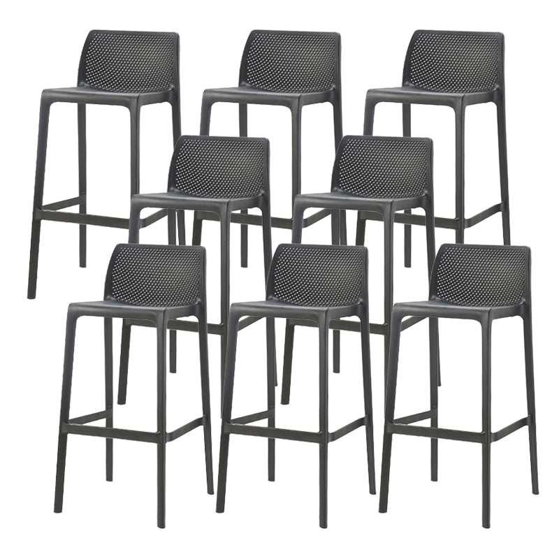 Contemporary Low Back Indoor Plastic Armless Bar Stool with Footrest