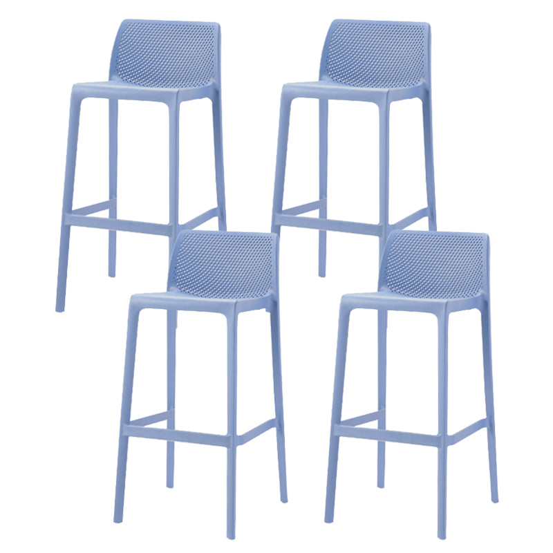 Contemporary Low Back Indoor Plastic Armless Bar Stool with Footrest