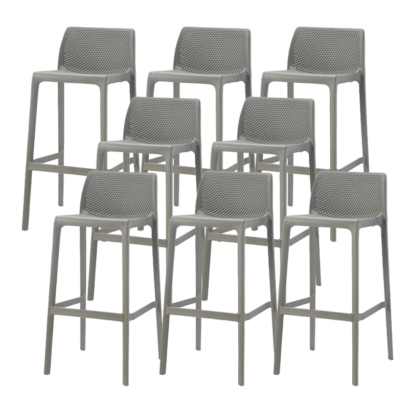 Contemporary Low Back Indoor Plastic Armless Bar Stool with Footrest