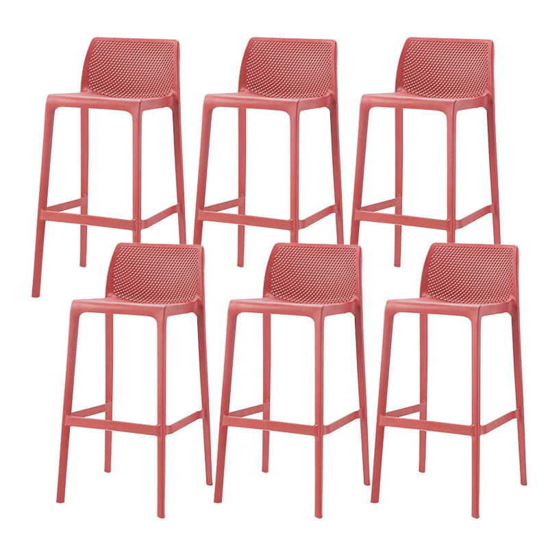 Contemporary Low Back Indoor Plastic Armless Bar Stool with Footrest