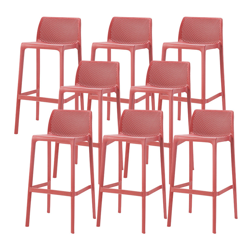 Contemporary Low Back Indoor Plastic Armless Bar Stool with Footrest