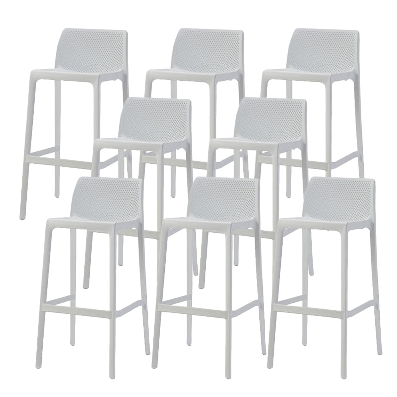 Contemporary Low Back Indoor Plastic Armless Bar Stool with Footrest