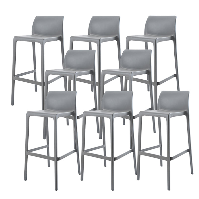 Contemporary Low Back Indoor Plastic Armless Bar Stool with Footrest