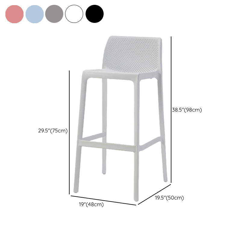Contemporary Low Back Indoor Plastic Armless Bar Stool with Footrest