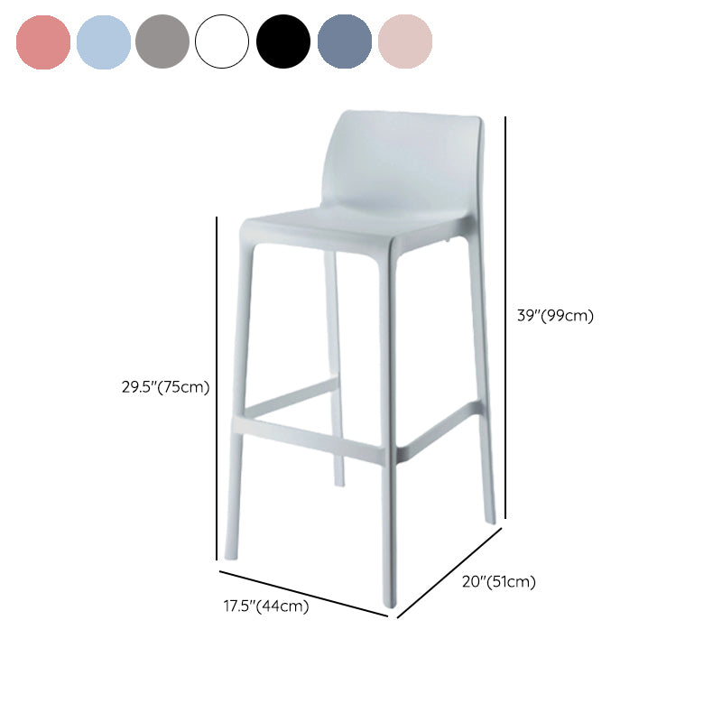 Contemporary Low Back Indoor Plastic Armless Bar Stool with Footrest