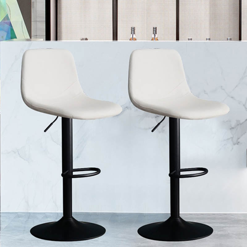 Modern Style Adjustable Backrest Counter Stool with Leather Cushion and Metal Base
