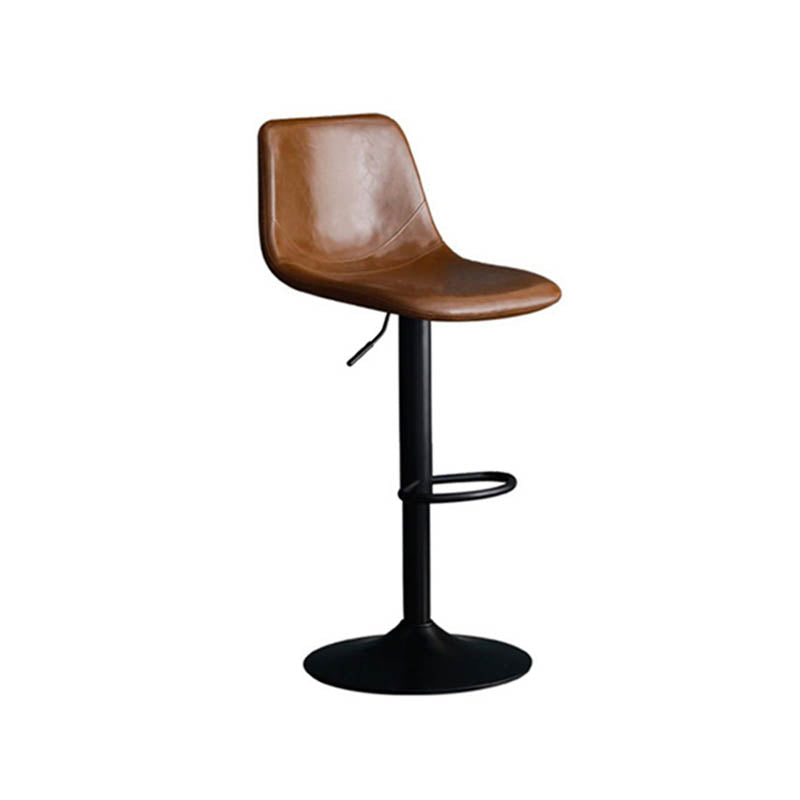Modern Style Adjustable Backrest Counter Stool with Leather Cushion and Metal Base