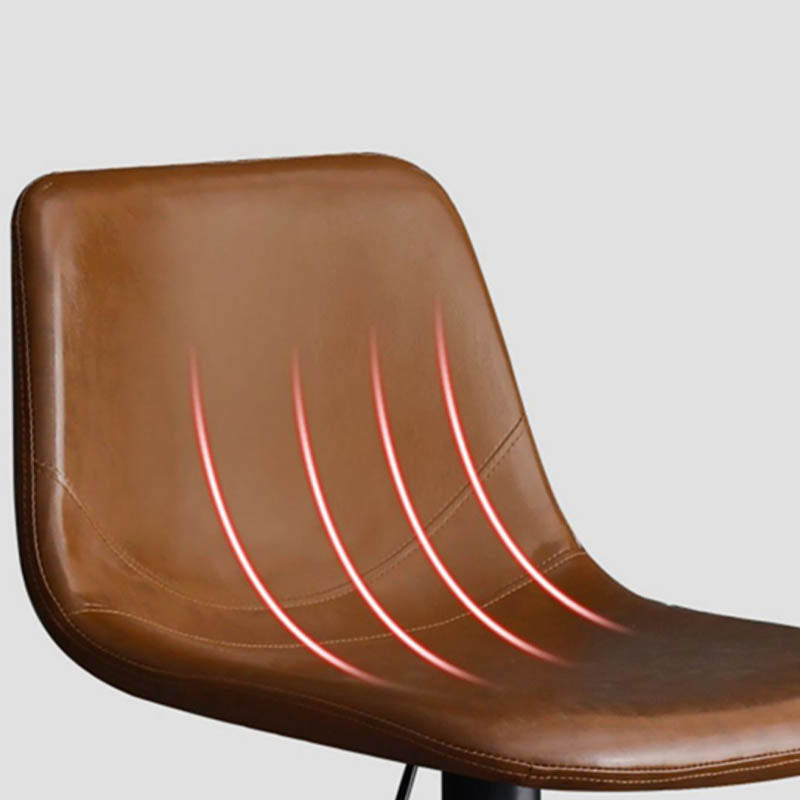 Modern Style Adjustable Backrest Counter Stool with Leather Cushion and Metal Base