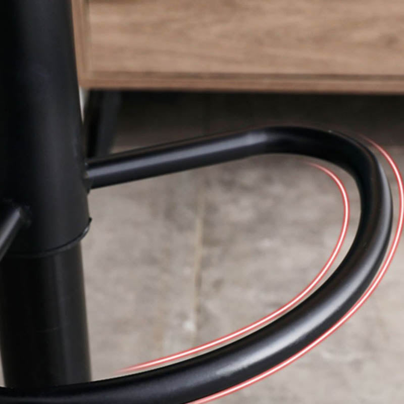 Modern Style Adjustable Backrest Counter Stool with Leather Cushion and Metal Base