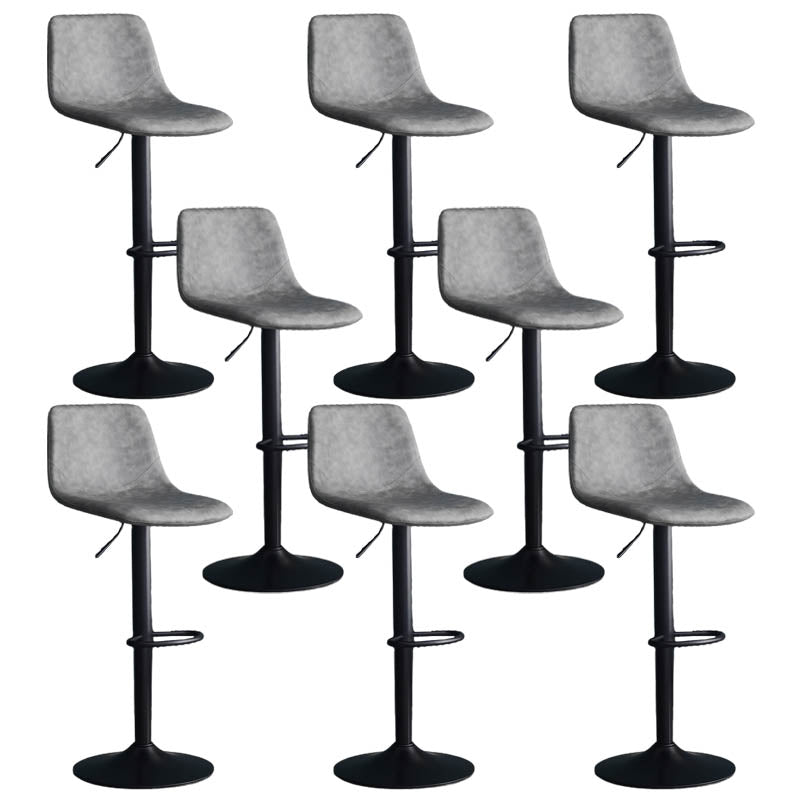 Modern Style Adjustable Backrest Counter Stool with Leather Cushion and Metal Base