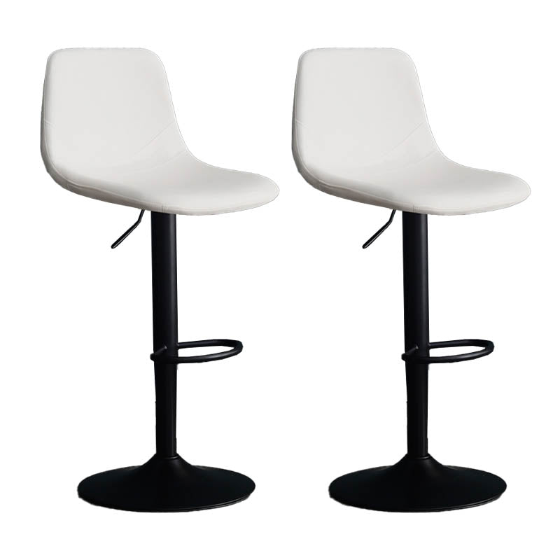 Modern Style Adjustable Backrest Counter Stool with Leather Cushion and Metal Base