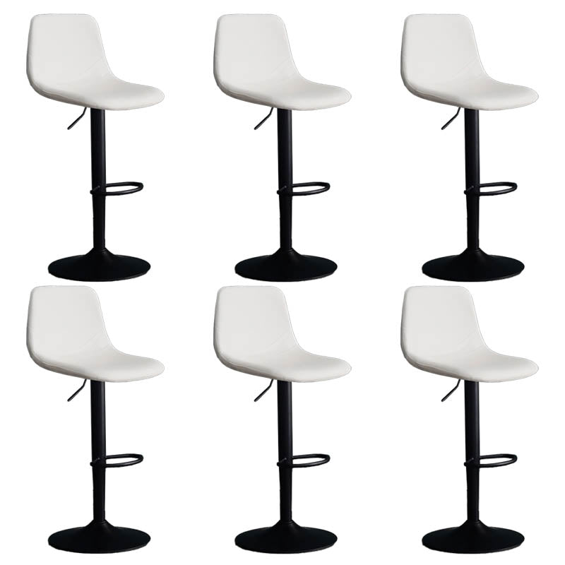 Modern Style Adjustable Backrest Counter Stool with Leather Cushion and Metal Base