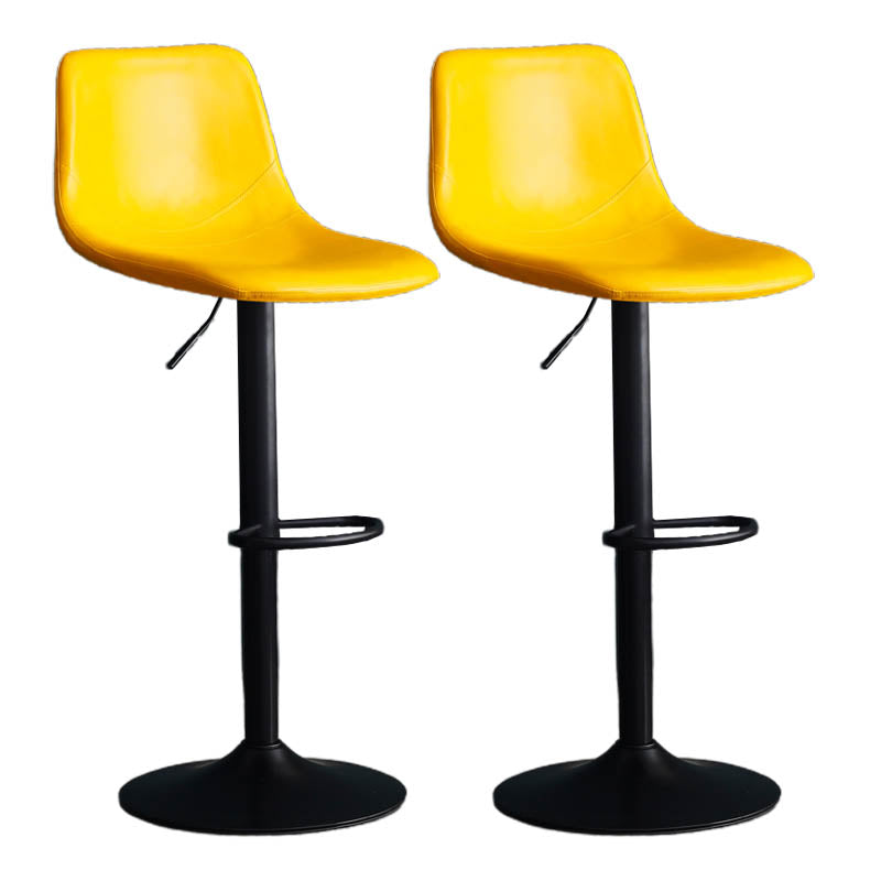 Modern Style Adjustable Backrest Counter Stool with Leather Cushion and Metal Base