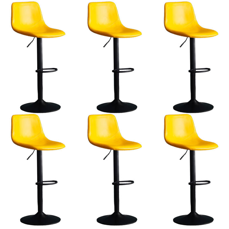 Modern Style Adjustable Backrest Counter Stool with Leather Cushion and Metal Base