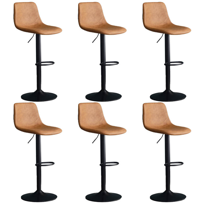 Modern Style Adjustable Backrest Counter Stool with Leather Cushion and Metal Base