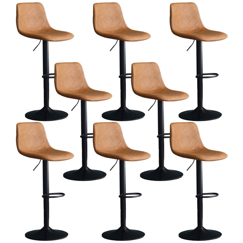Modern Style Adjustable Backrest Counter Stool with Leather Cushion and Metal Base