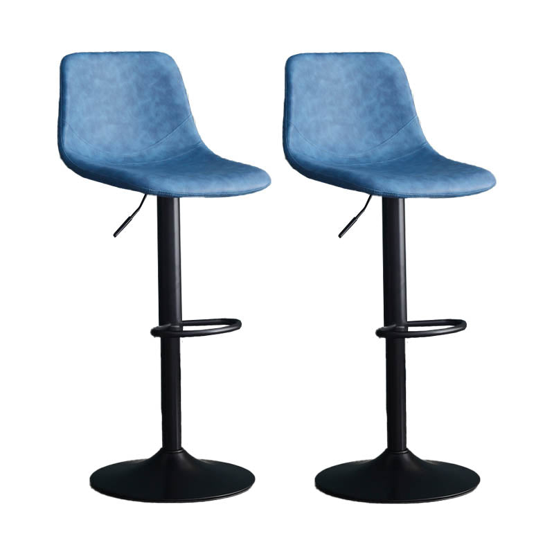 Modern Style Adjustable Backrest Counter Stool with Leather Cushion and Metal Base