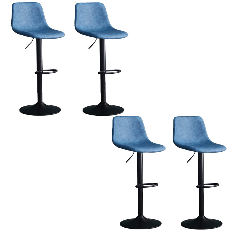 Modern Style Adjustable Backrest Counter Stool with Leather Cushion and Metal Base