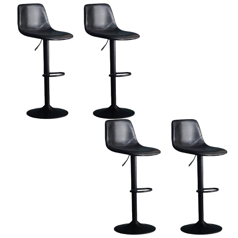 Modern Style Adjustable Backrest Counter Stool with Leather Cushion and Metal Base