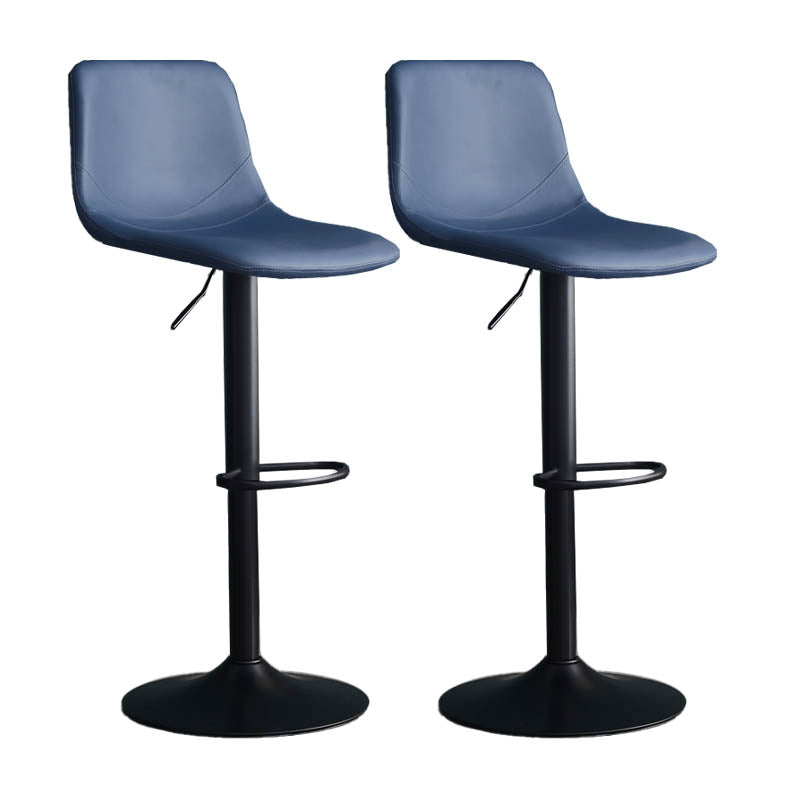 Modern Style Adjustable Backrest Counter Stool with Leather Cushion and Metal Base