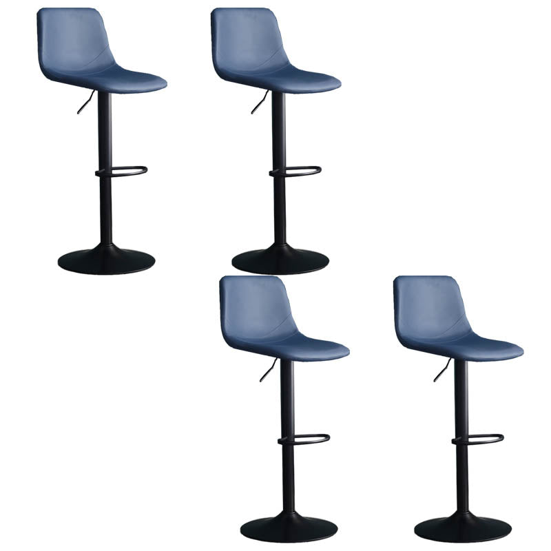 Modern Style Adjustable Backrest Counter Stool with Leather Cushion and Metal Base