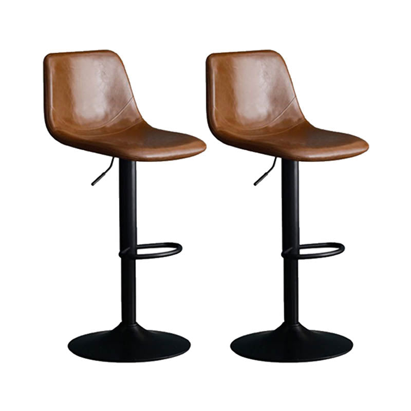 Modern Style Adjustable Backrest Counter Stool with Leather Cushion and Metal Base