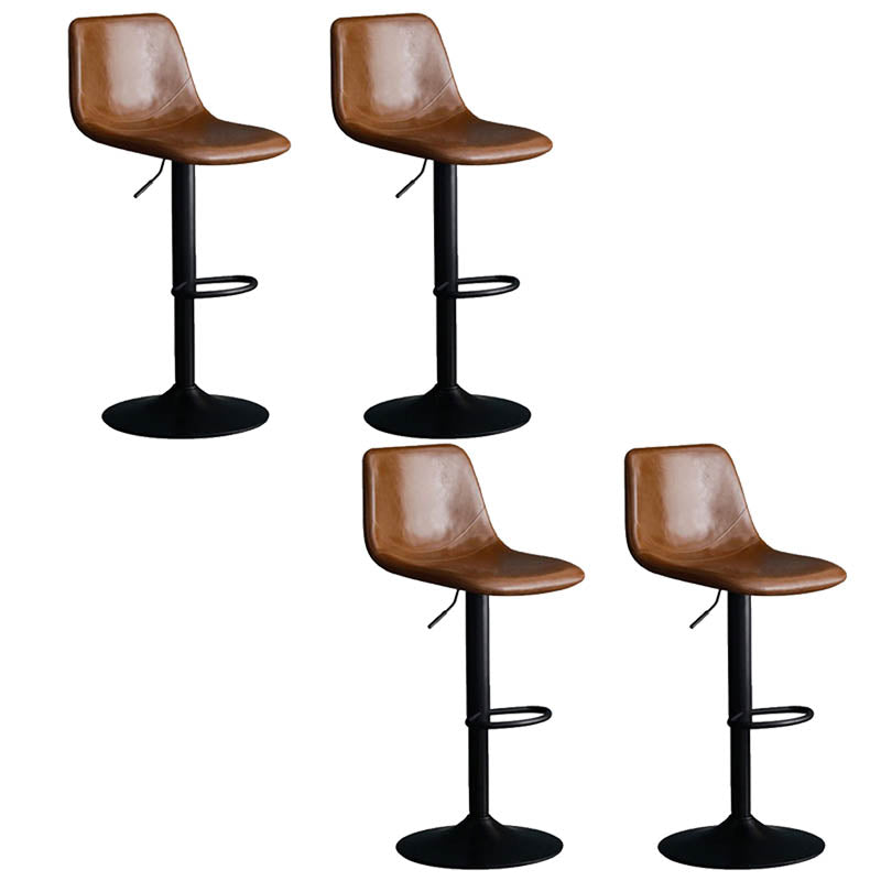 Modern Style Adjustable Backrest Counter Stool with Leather Cushion and Metal Base