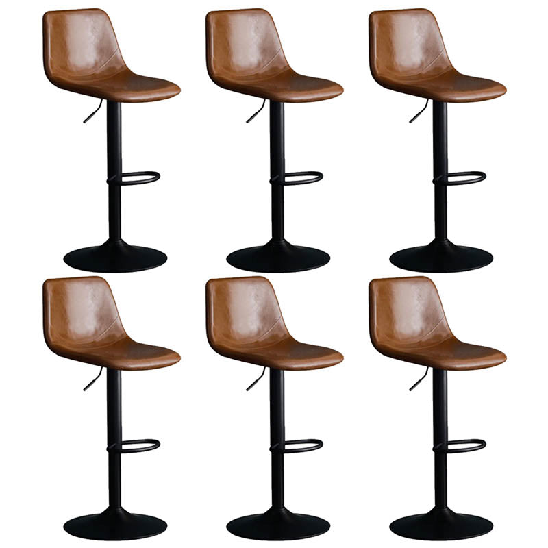Modern Style Adjustable Backrest Counter Stool with Leather Cushion and Metal Base