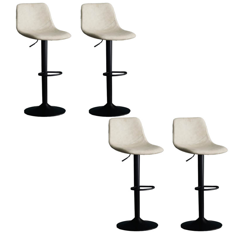Modern Style Adjustable Backrest Counter Stool with Leather Cushion and Metal Base