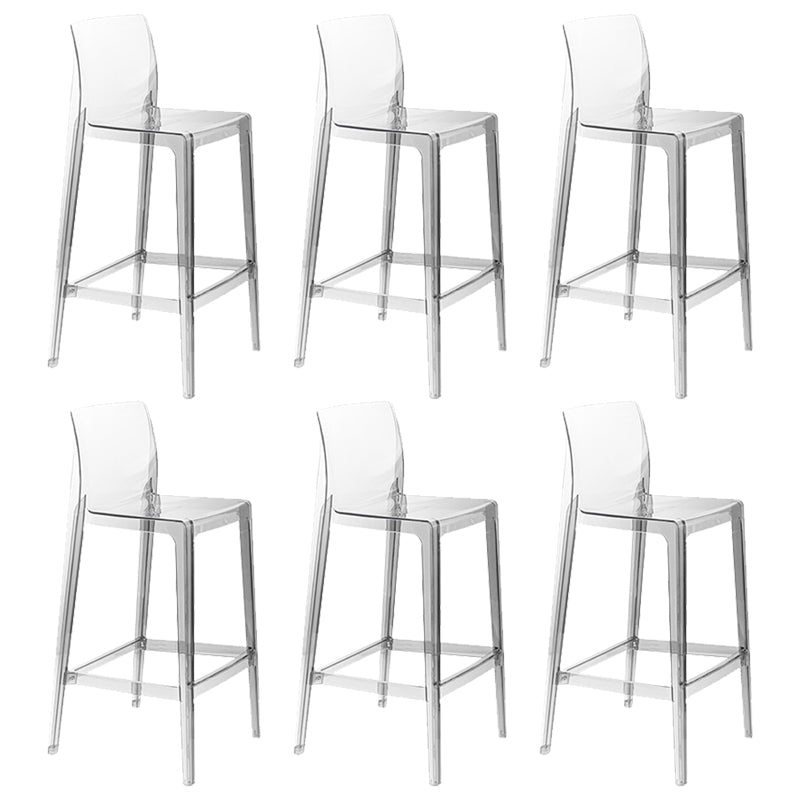 Contemporary Acrylic Low Back Armless Bar Stools with Footrest