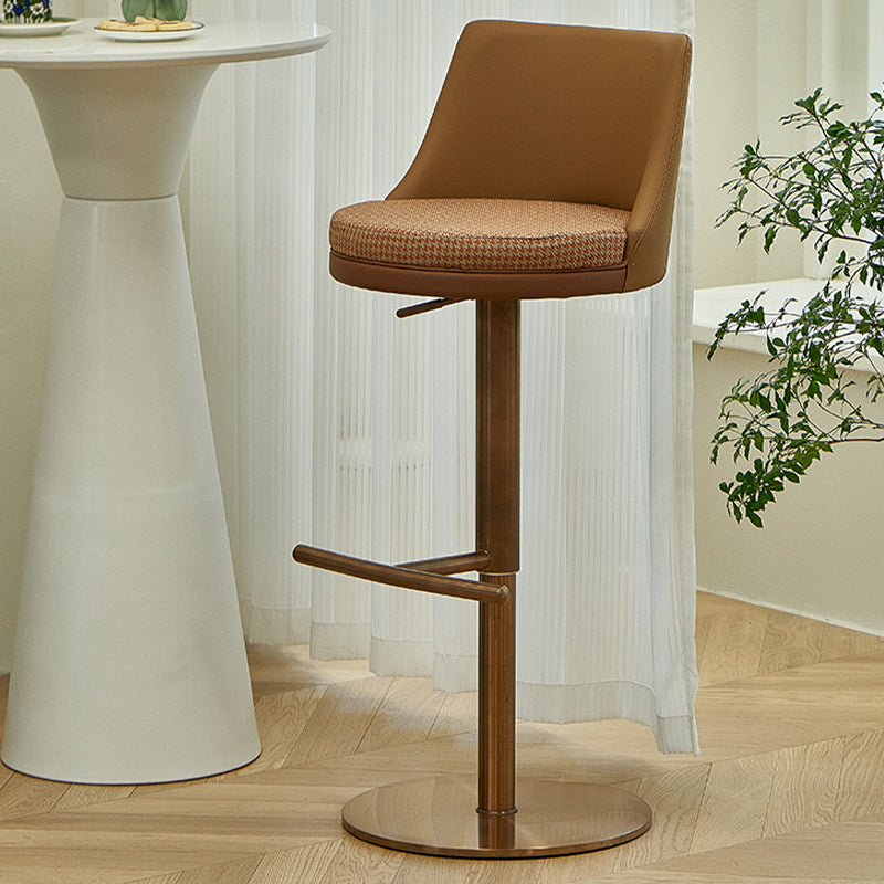 Modern Style Adjustable Armless Counter Stool with Leather Cushion