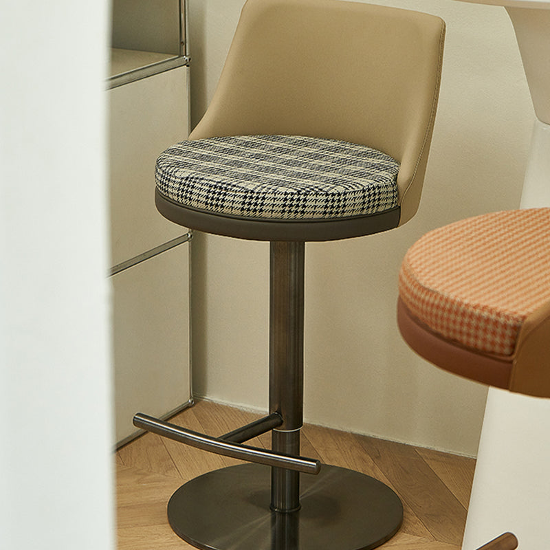 Modern Style Adjustable Armless Counter Stool with Leather Cushion