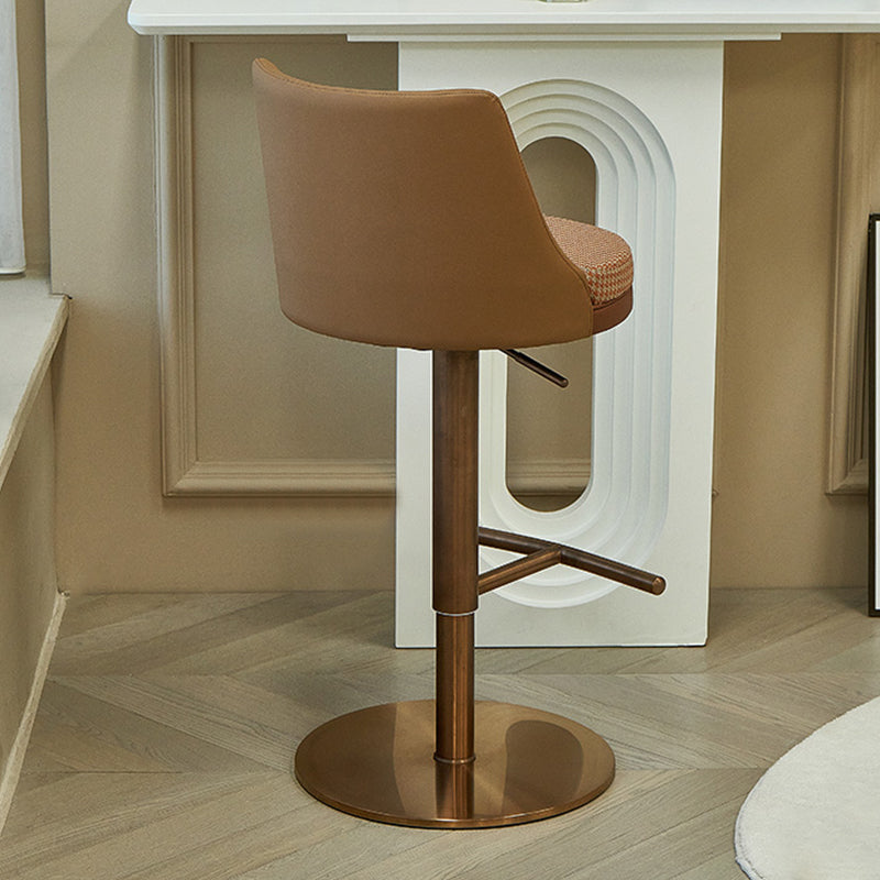 Modern Style Adjustable Armless Counter Stool with Leather Cushion