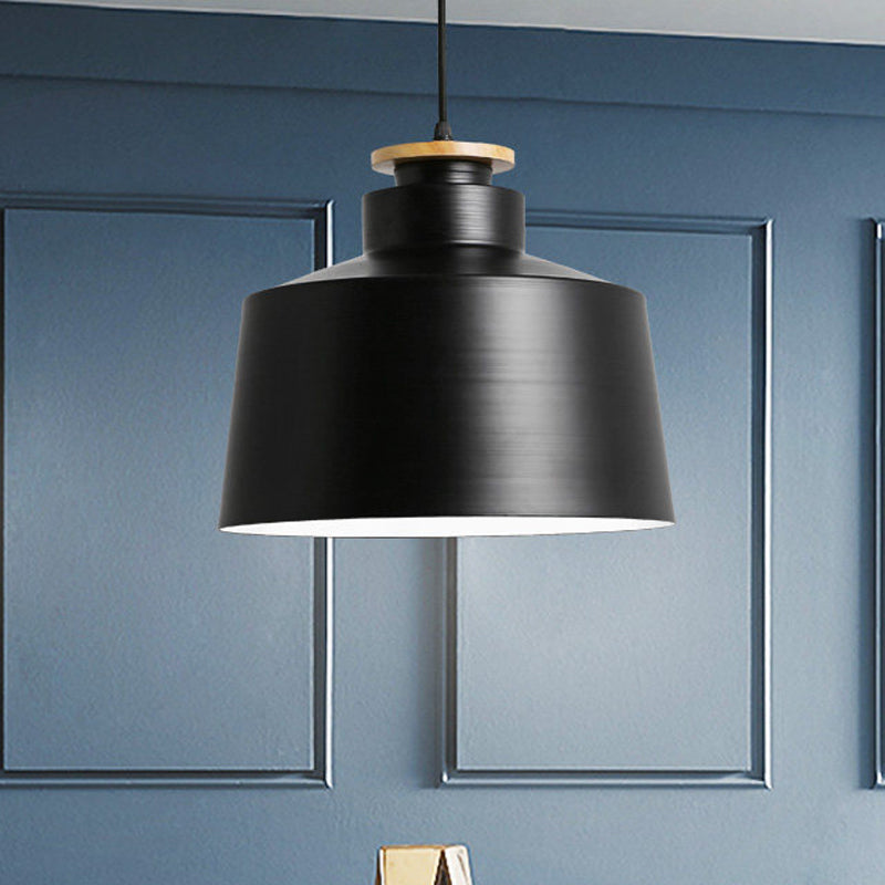 1 Head Barn/Cylinder/Tapered Pendant Light Modern Style Black/White Finish Metal Hanging Ceiling Light with Adjustable Cord