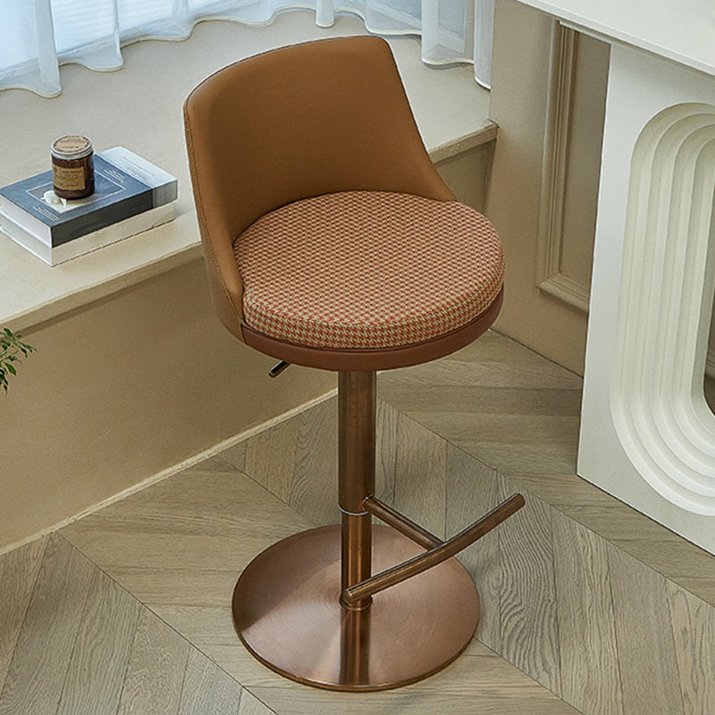Modern Style Adjustable Armless Counter Stool with Leather Cushion