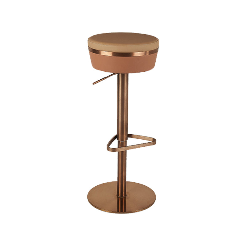 Modern Style Adjustable Armless Counter Stool with Leather Cushion
