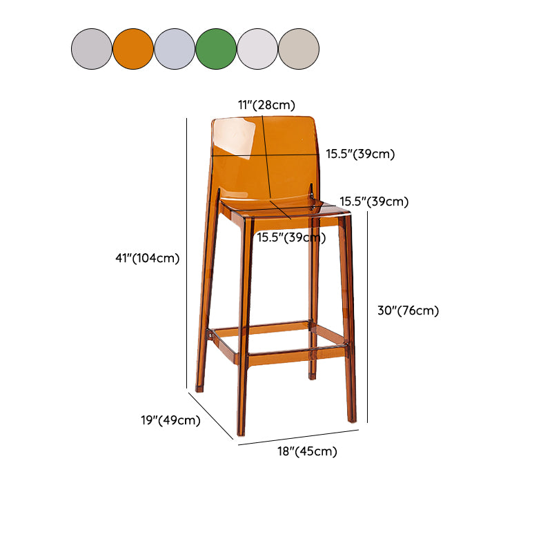 Nordic Style Acrylic Backrest Counter High Stool with 4 Legs