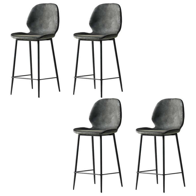 Modern Style Backrest Counter High Stool with Leather Cushion