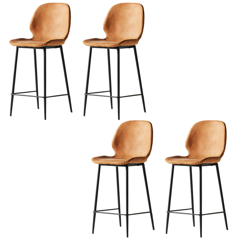 Modern Style Backrest Counter High Stool with Leather Cushion