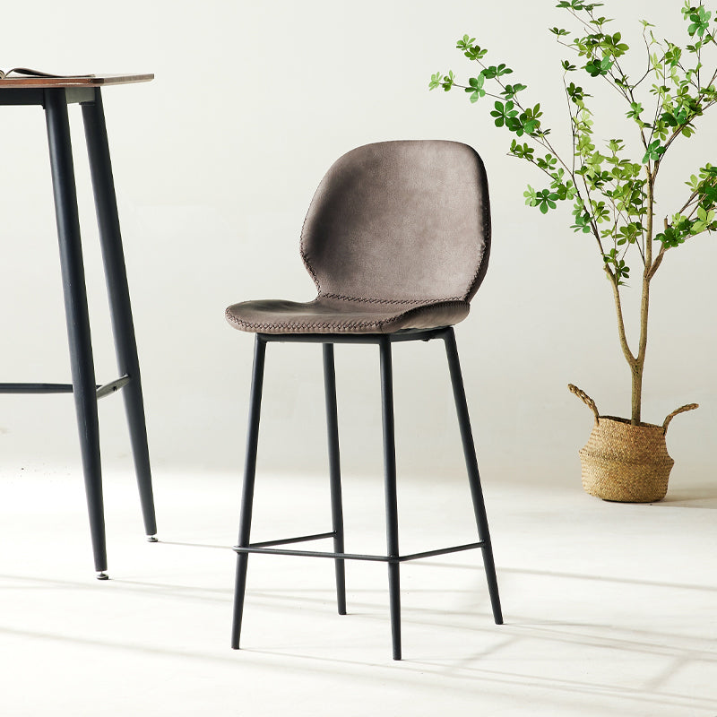 Modern Style Backrest Counter High Stool with Leather Cushion