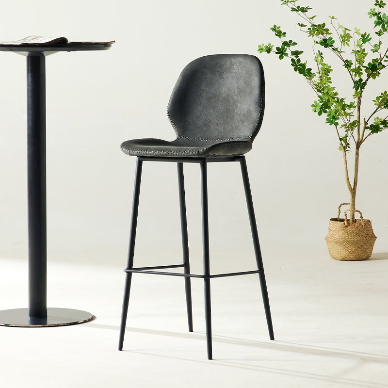 Modern Style Backrest Counter High Stool with Leather Cushion