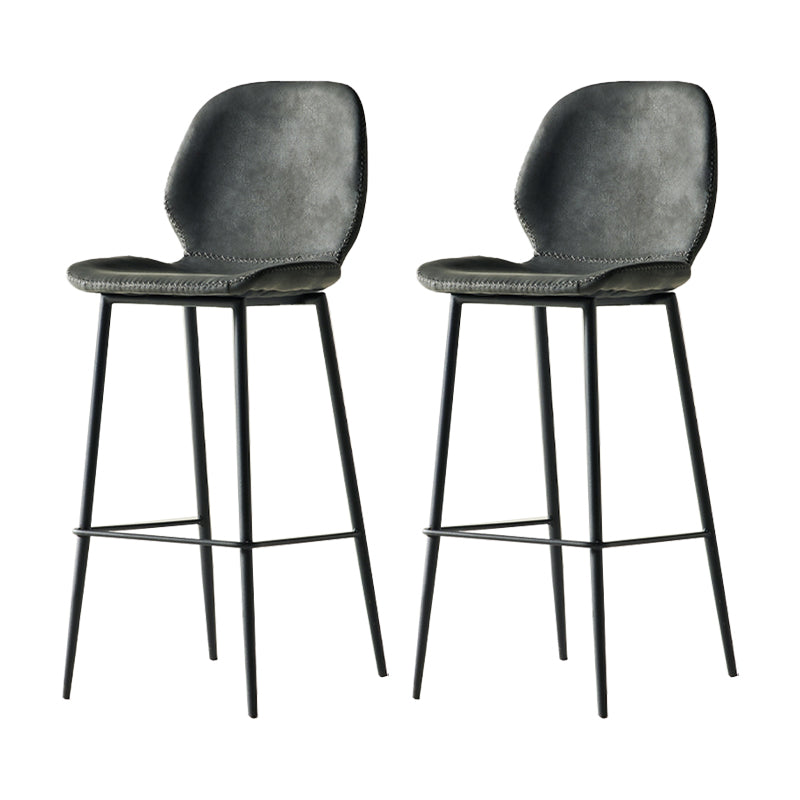 Modern Style Backrest Counter High Stool with Leather Cushion