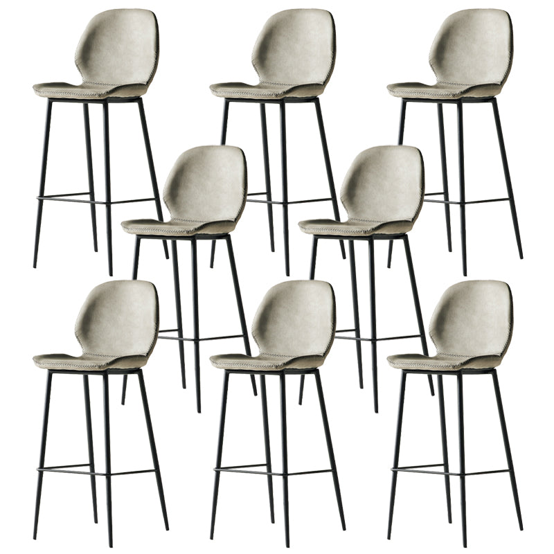 Modern Style Backrest Counter High Stool with Leather Cushion