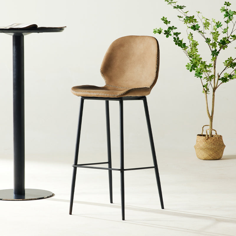 Modern Style Backrest Counter High Stool with Leather Cushion